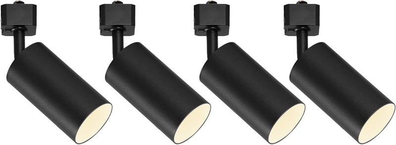 VANoopee رؤوس إضاءة مسار GU10 نوع H باللون الأسود، رؤوس إضاءة LED متوافقة مع نظام هالو، محول قاعدة MR16 GU10، مصباح سقف قابل للتوجيه، عبوة من 4، بدون لمبات - Image 1